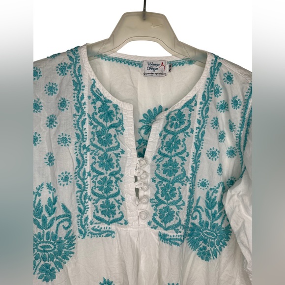 Vintage Style Ibiza Embroidered Maxi Dress Boho Hippy cotton Size S/M - Picture 3 of 11